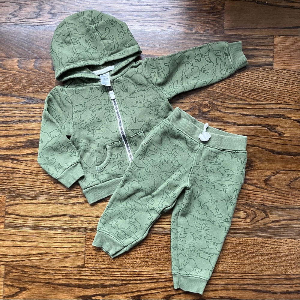 Carter’s Green Dinosaur Matching Hoodie and Sweatpants, 18M